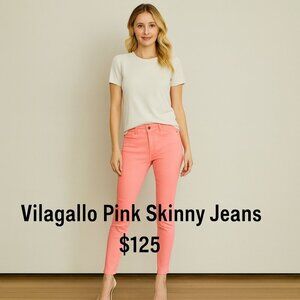 NWT Vilagallo Pink Skinny Jeans | Size 38 / US 8 | Fluor Denim Statement Style